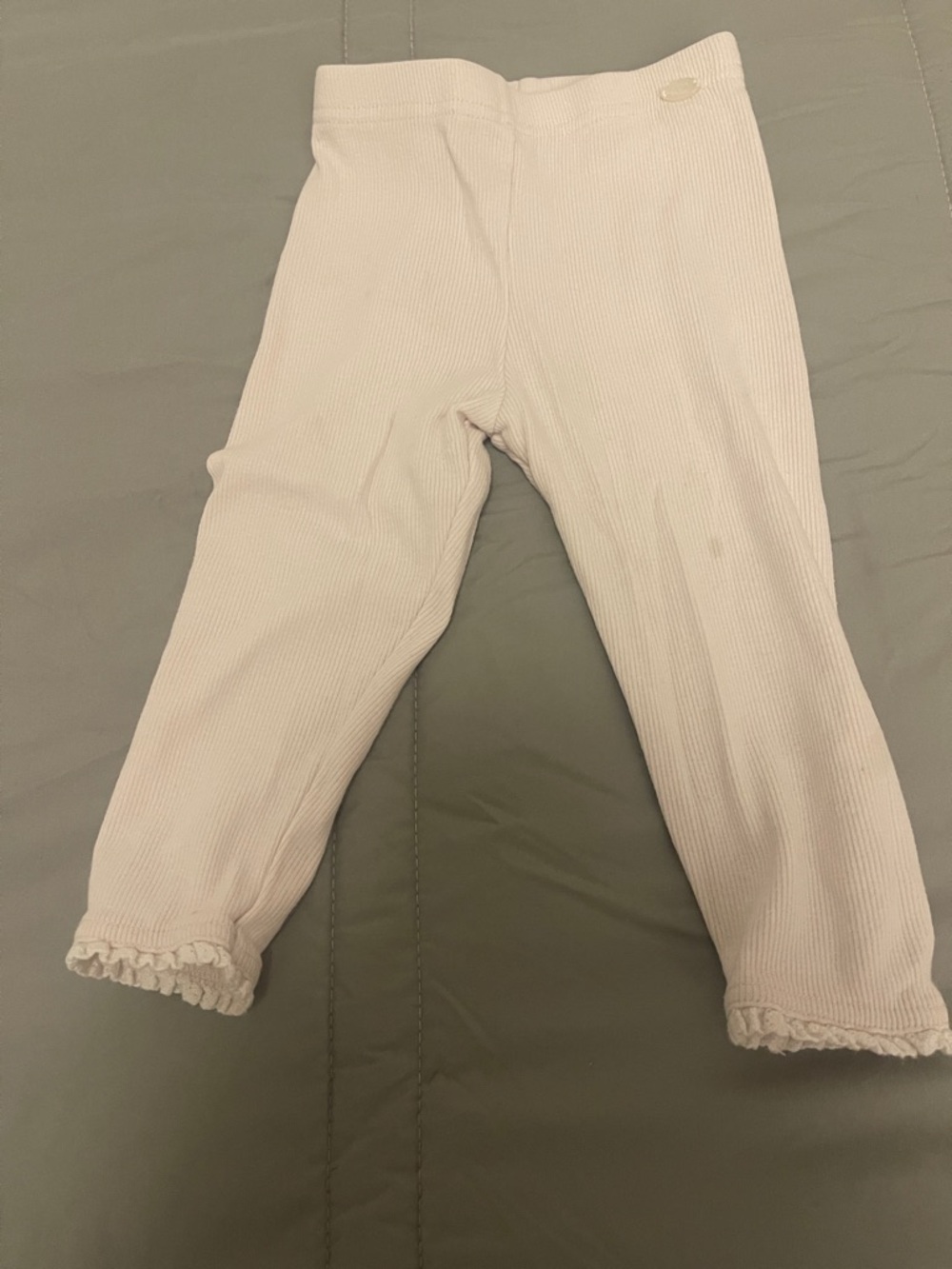 Infant Ribbed Leggings with Ruffle Hem - Light Cream